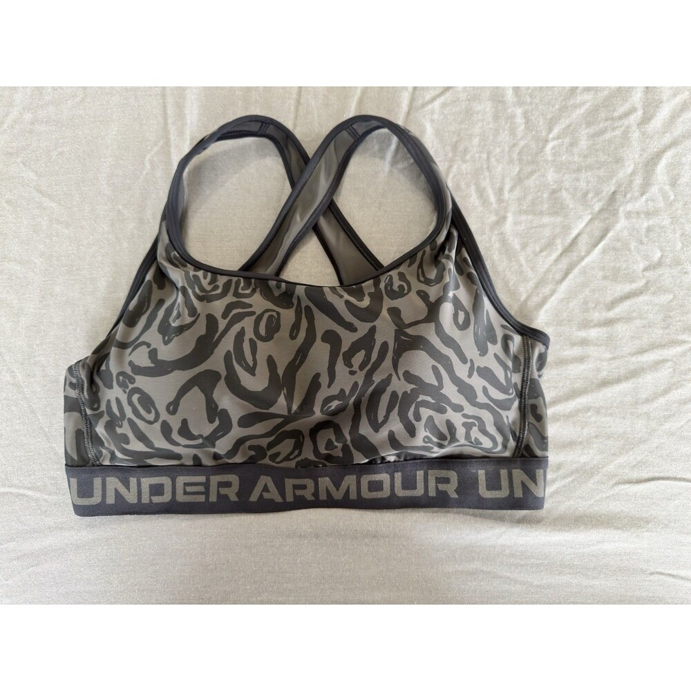 Under Armour HeatGear Compression Sports Bra Medium Support Wireless 1X Gray